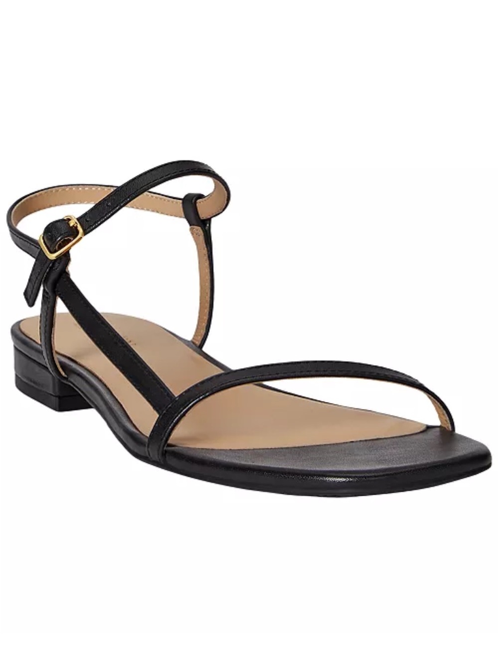 Ralph Lauren Lainey Black Leather Sandals Size 9.5 NEW